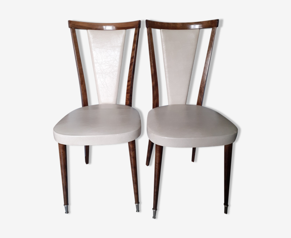 Lot de 2 chaises skaî blanc 70/80 années