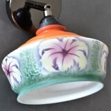 Vintage hinged wall lamp, opaline glass and country décor