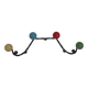 Vintage wall coat rack "Atomic" in wrought iron with multicoloured balls.