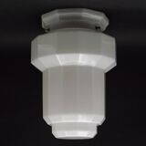 French Art Deco Skyscraper Ceiling Light White Opaque Glass - Limoges Mount