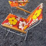 2 folding armchairs camping or beach vintage 70