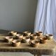 Set of 11 vintage coffee cups, raw matte stoneware H11