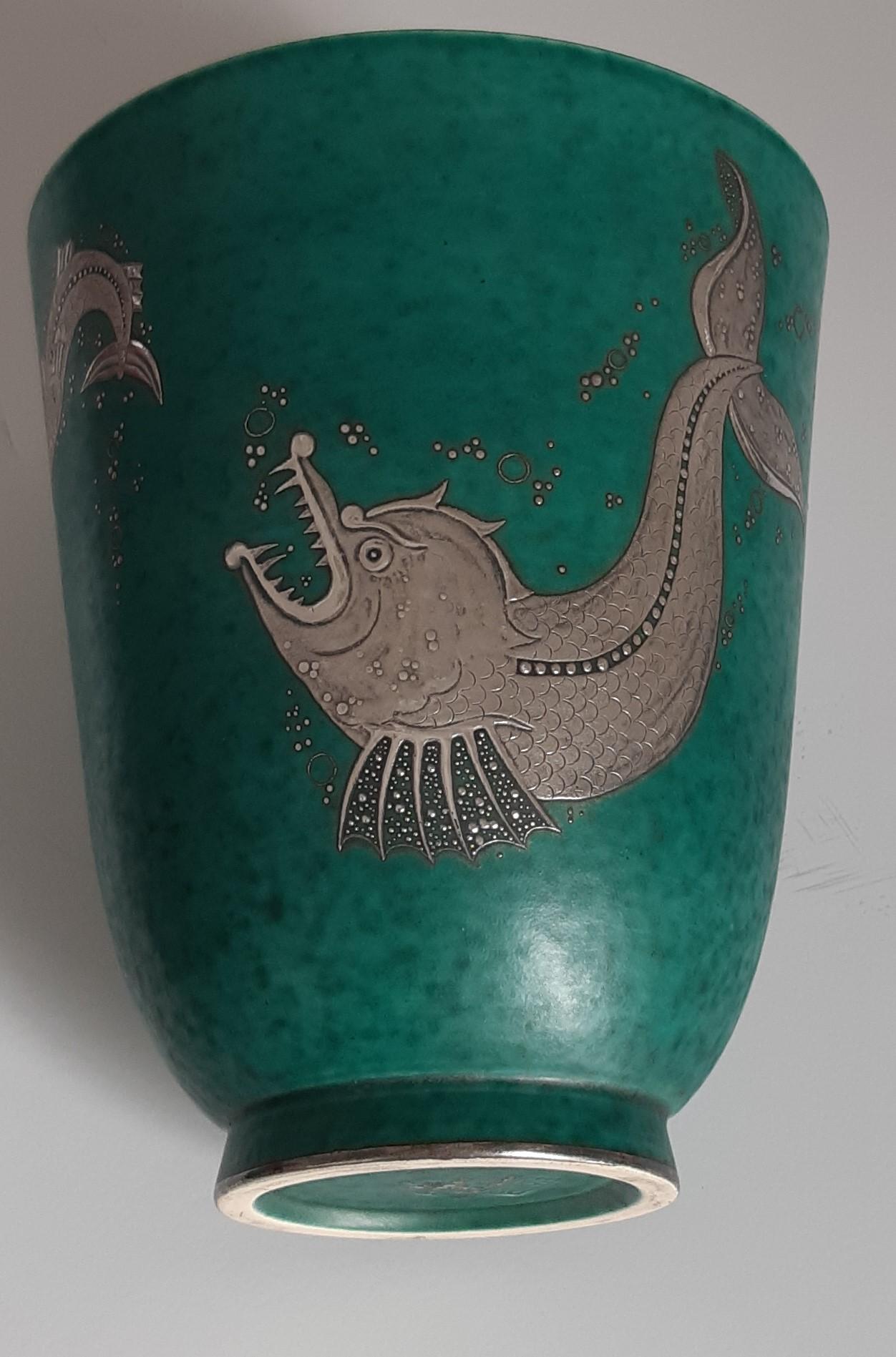 Wilhelm kage 'argenta' ceramic vase for gustavsberg sweden 1940s marked