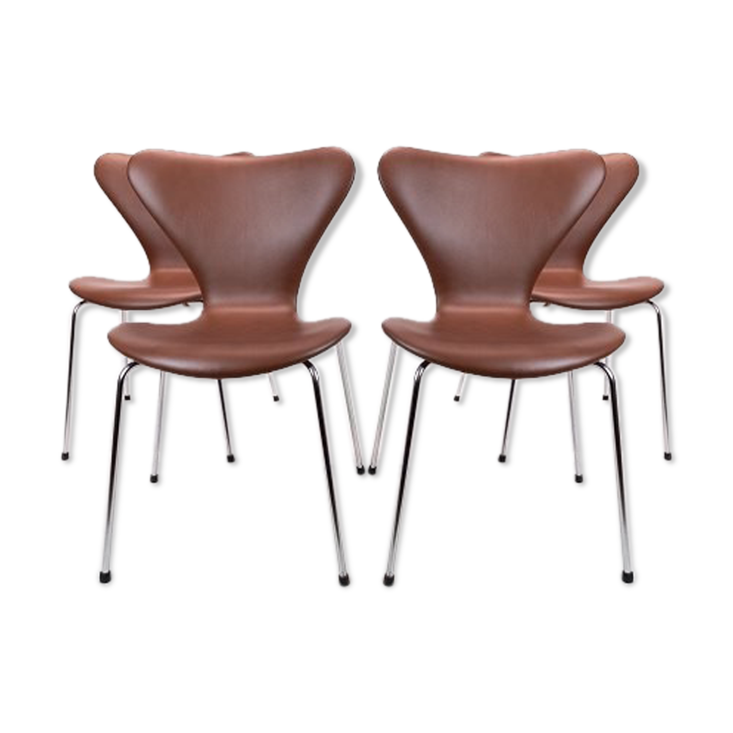 Set of 4 chairs, model 3107, designed by Arne Jacobsen and manufactured by Fritz Hansen