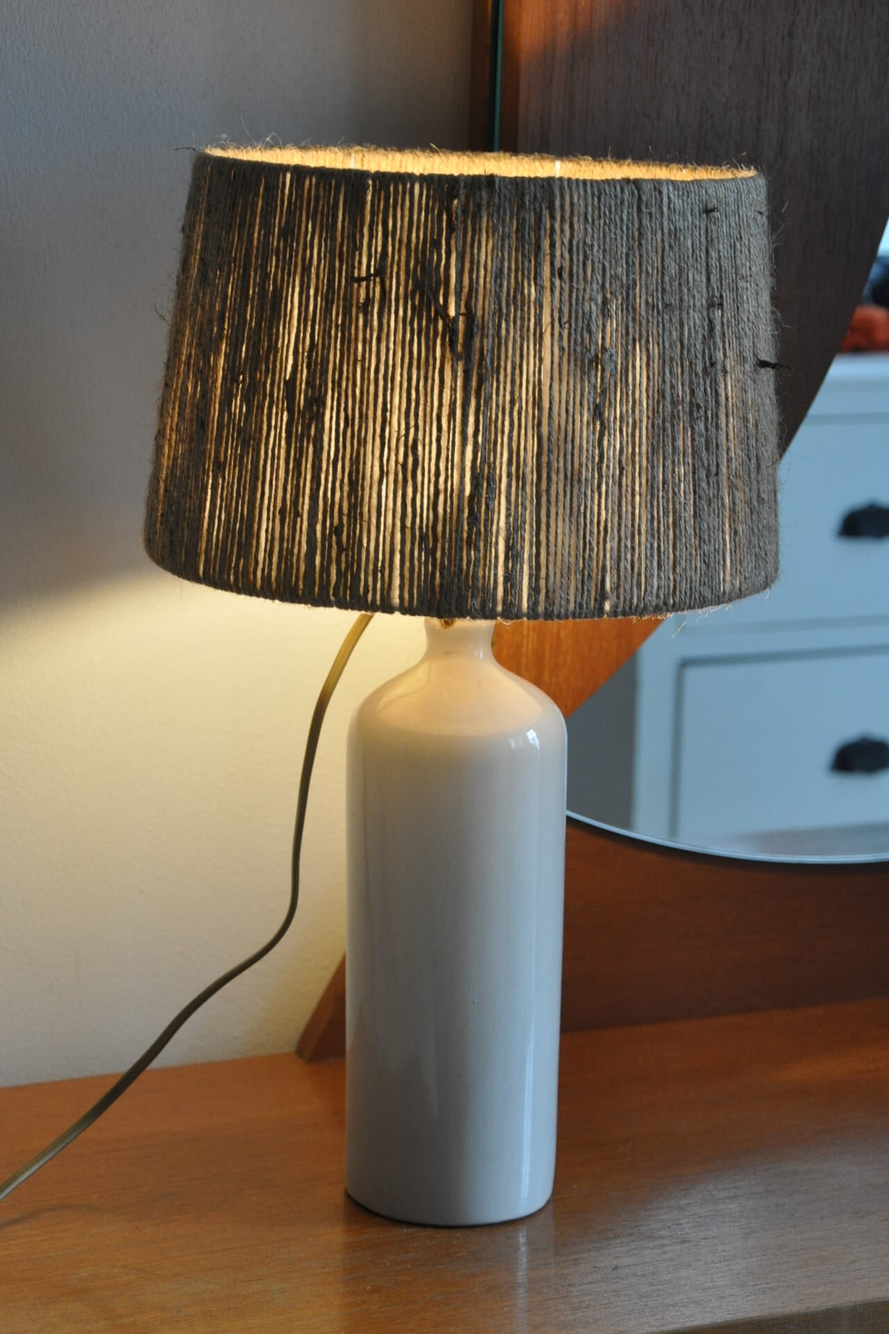 Vintage stoneware bottle lamp