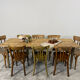 Old farmhouse table with tapered legs, late 19th to early 20th century.