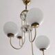 Mid-century modern chandelier with opaline glass balls.