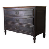 Louis XVI chest of drawers in black patinated oak, 18th century