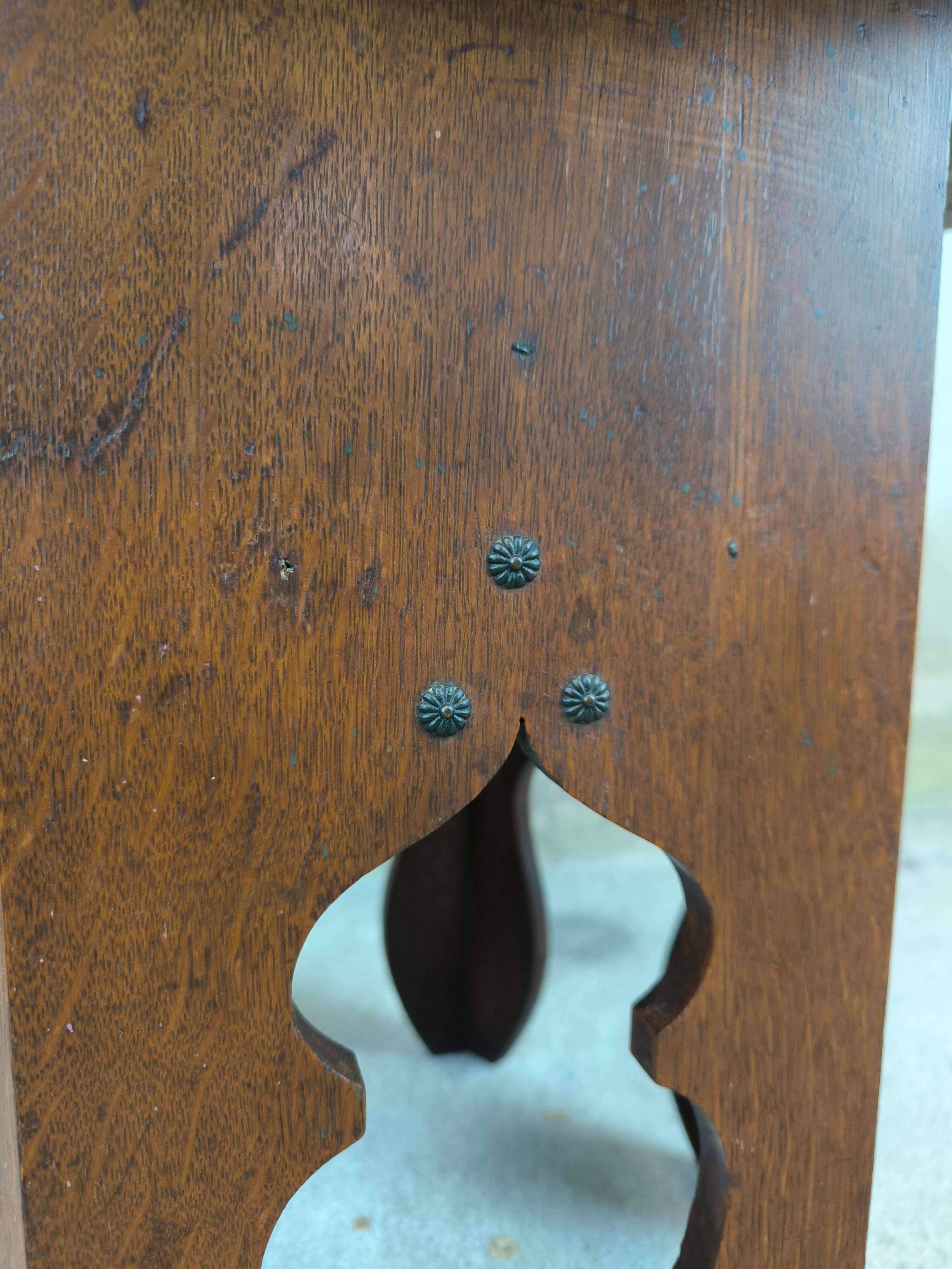 Vintage hexagonal side table in solid oak