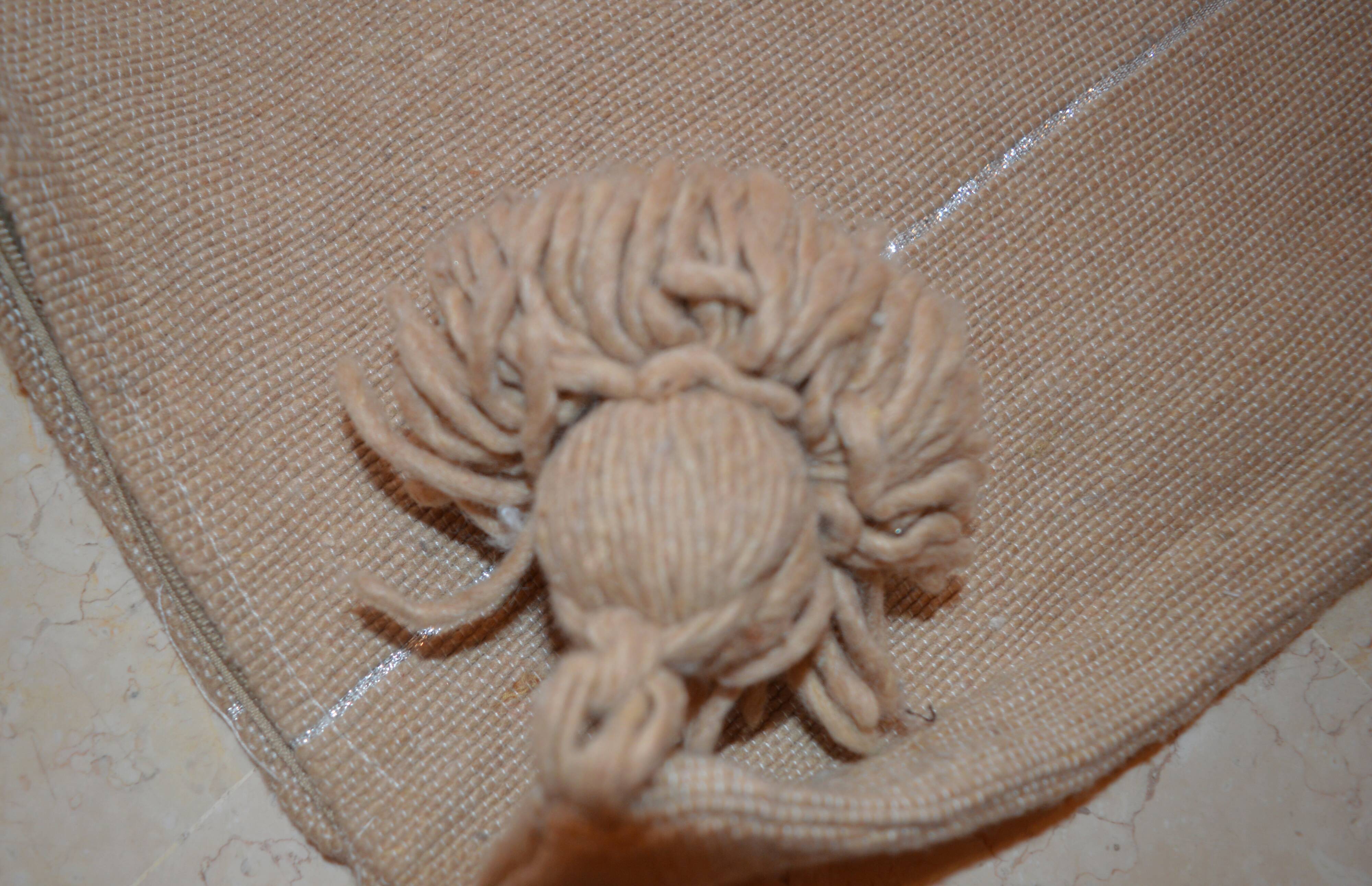 Moroccan pompon pillow 48x48cm brown