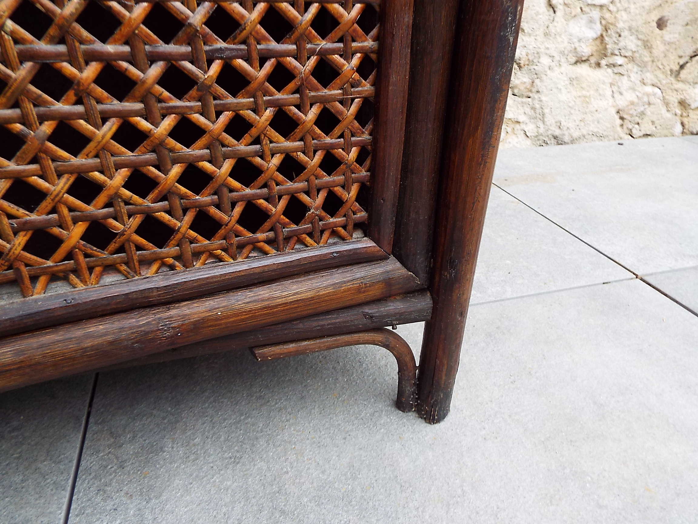 Rattan and bamboo shelf