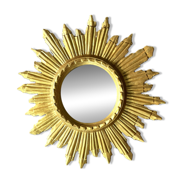 miroir soleil en bois doré- 48 cm