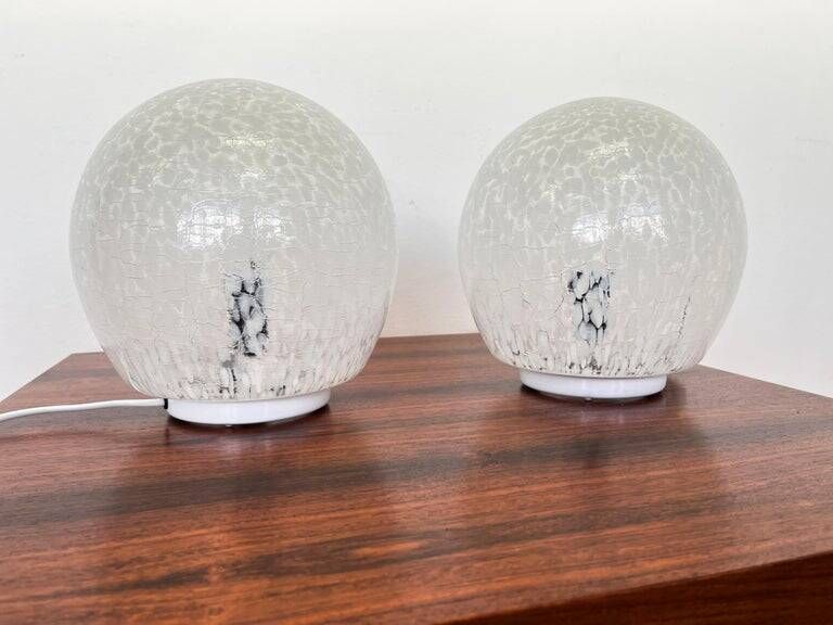 Pair of design mid century artglass Table Lamps, 1980s - Czechoslovakia