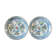Pair of Asian plates decoration pomegranates