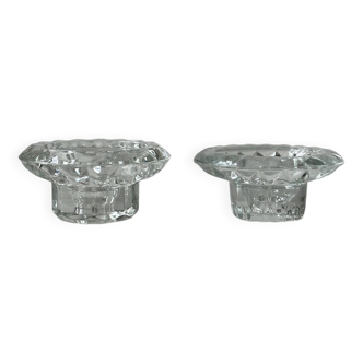 Two small crystal candle holders