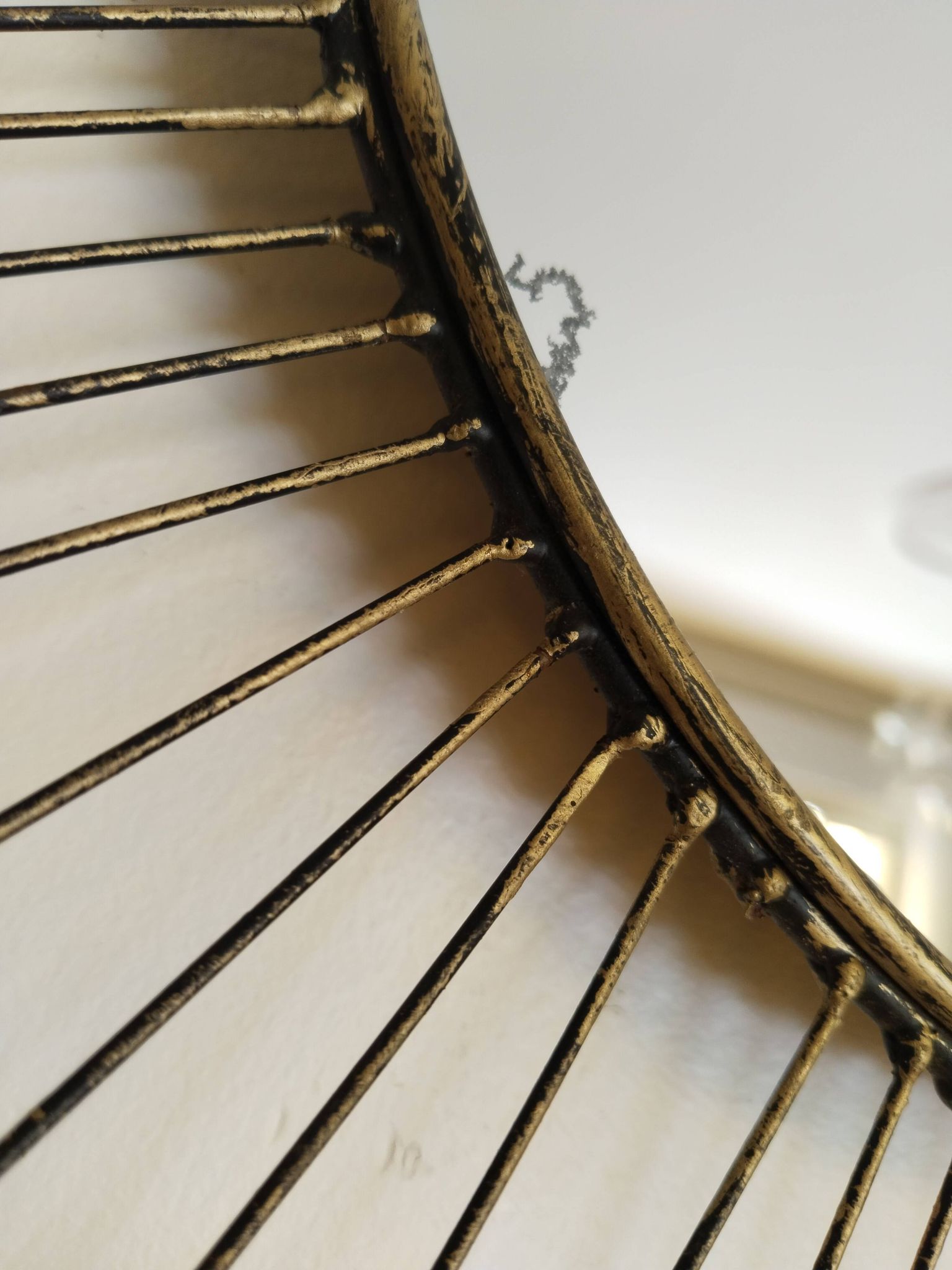 Grand miroir soleil en métal 75 cm, vintage, style Line Vautrin ( 2 )