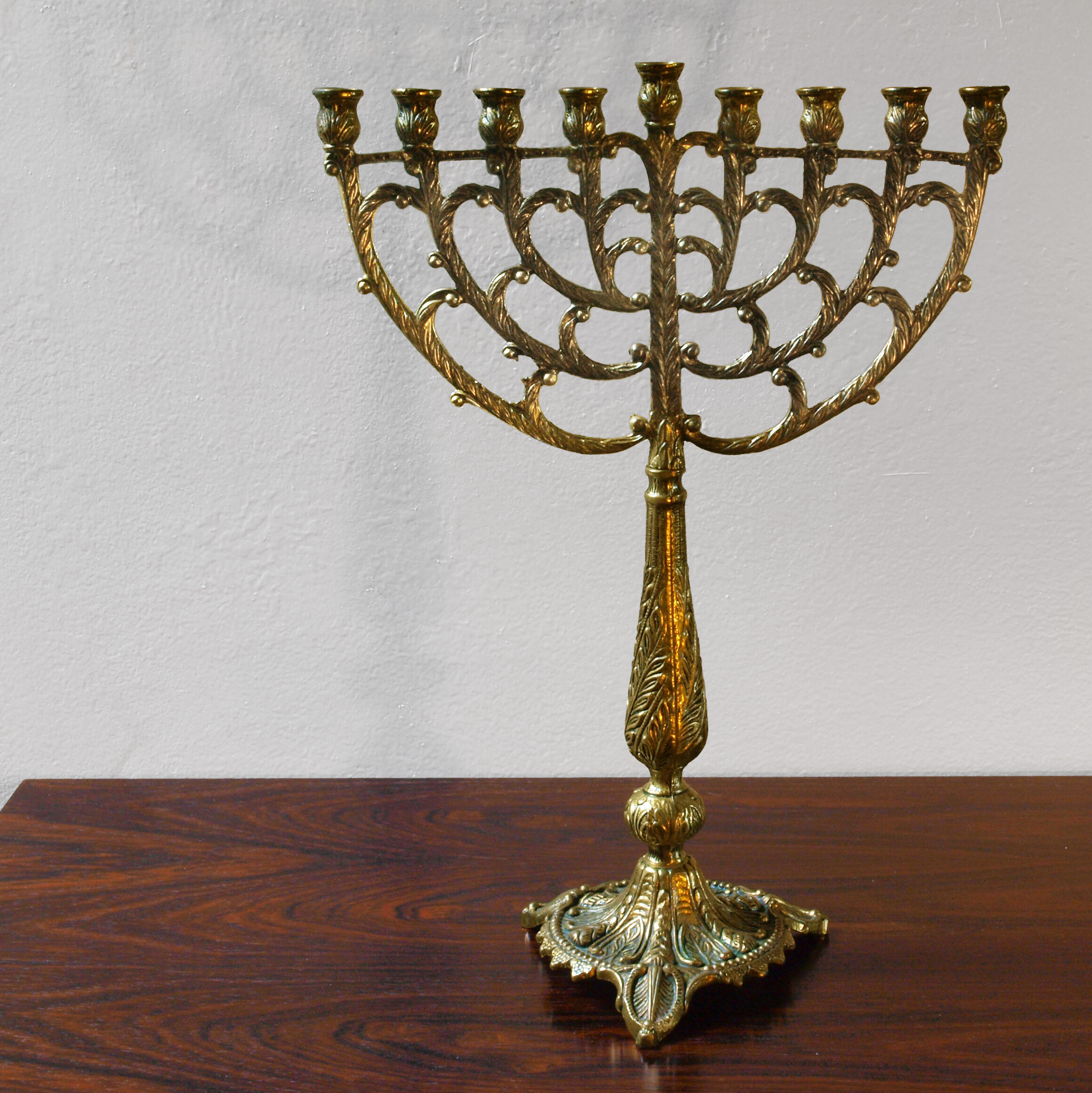 Menorah Hanukkah Brass Chandelier by Tamar