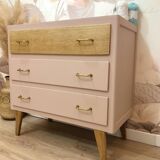 1960s chest of drawers, compass feet, rose liberté