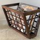 Vintage woven oak magazine rack