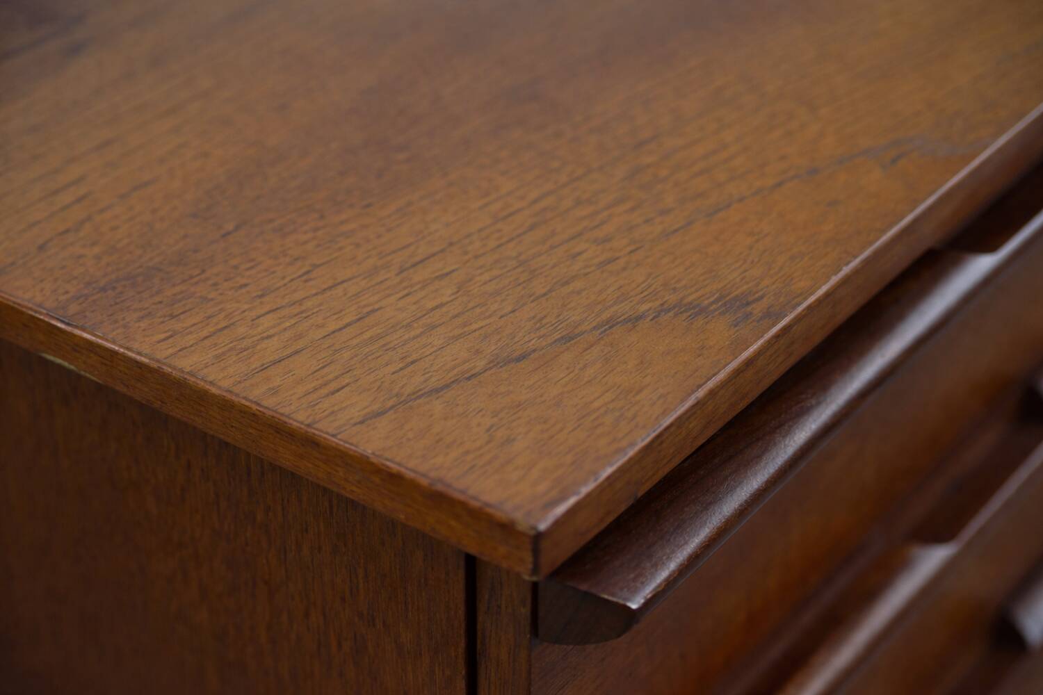 Vintage Mid-Century Modern Brown Teak Desk, 1960s