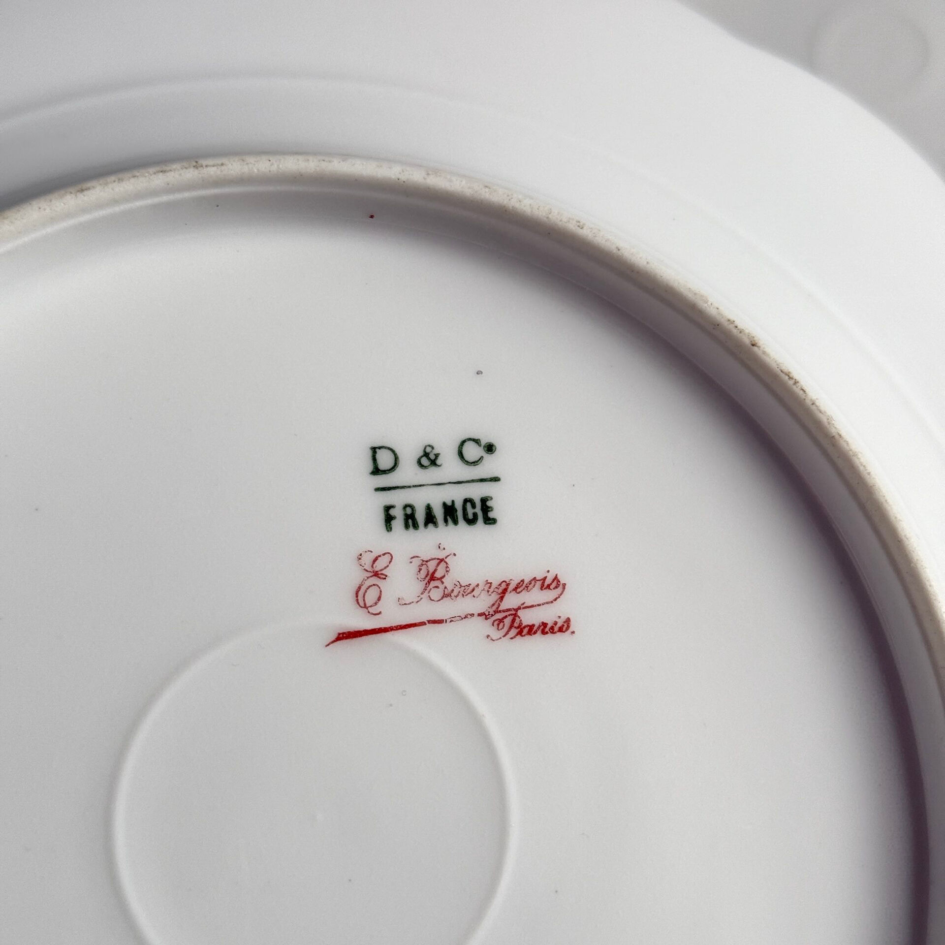 Set of 6 Limoges porcelain dessert plates with garlands and