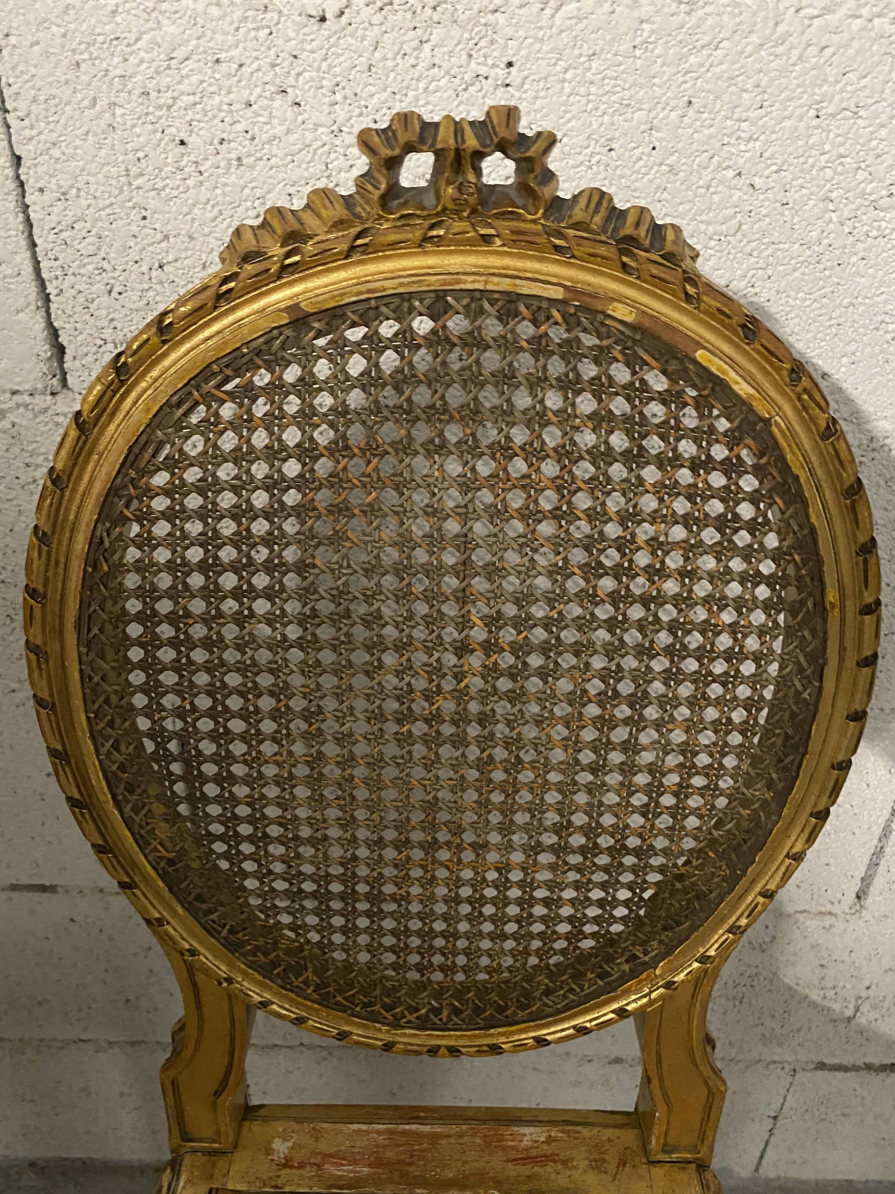 Pair of chairs Louis XVI gilded wood Masion Gouffé