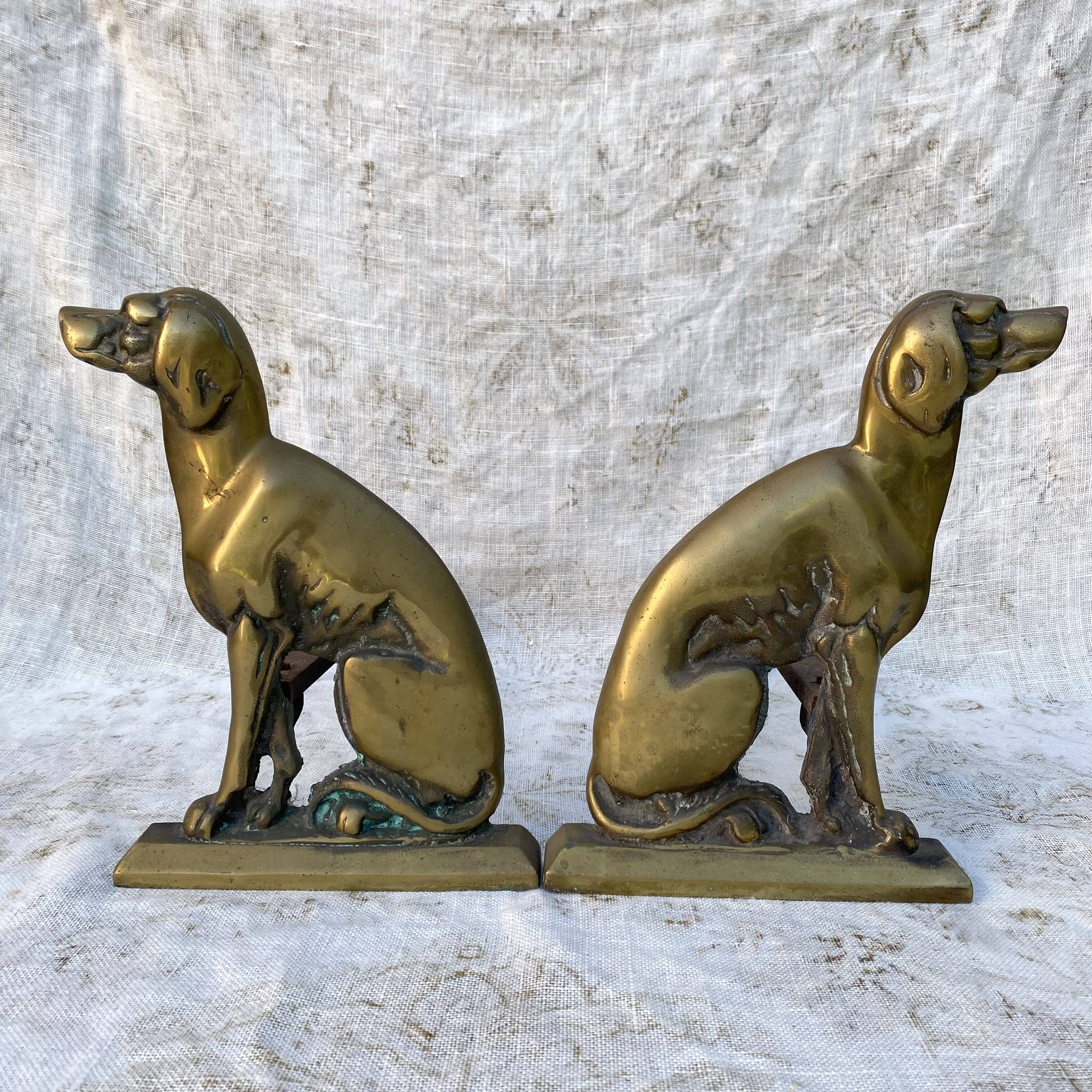 Pair of brass dog andirons