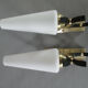 Pair of opaline tulip brass wall lamps