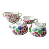 6 Villeroy Boch Mettlach earthenware teacups