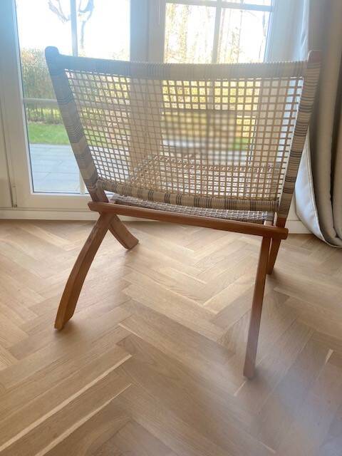 Chaise longue / fauteuil / monoplace rétro en rotin