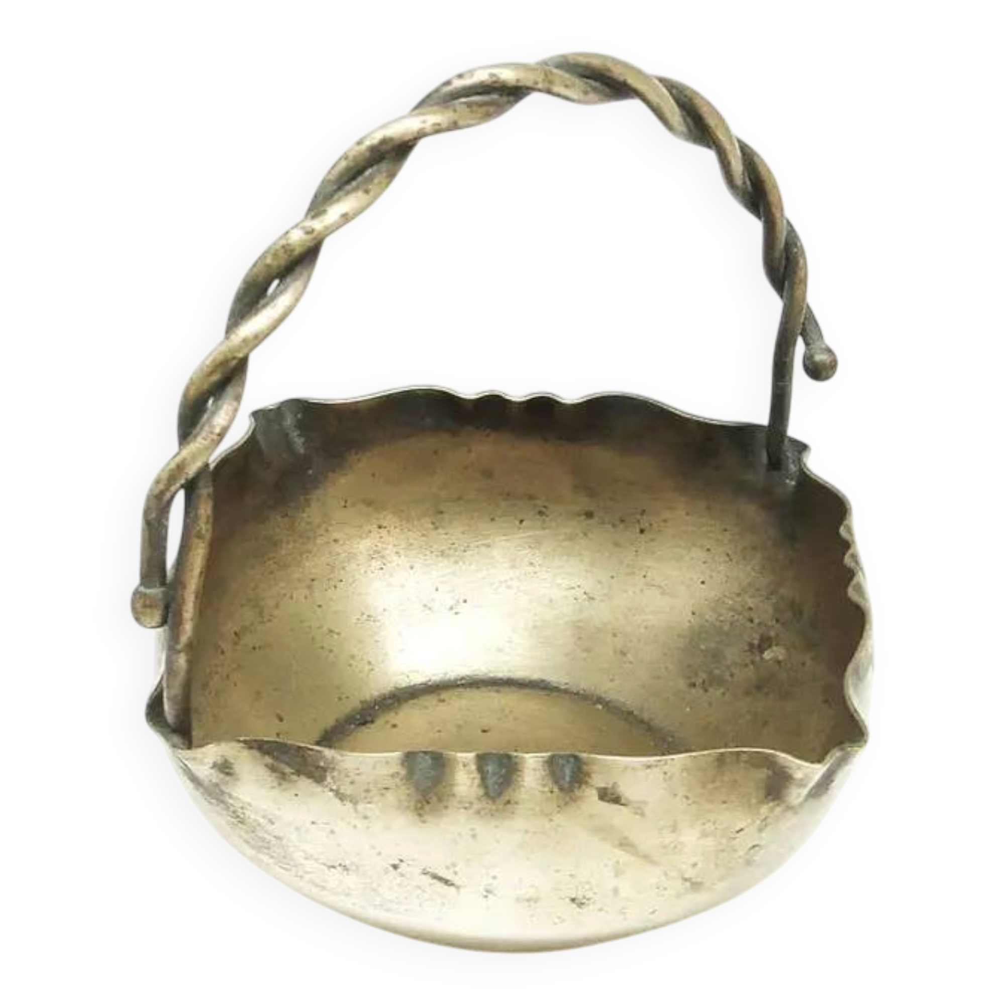 Basket sugar bowl, Art Nouveau, silver-plated brass, Norblin, Poland, early 20th century