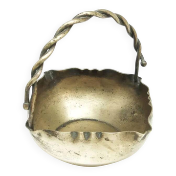 Sucrier en forme de panier, Art Nouveau, laiton argenté, Norblin, Pologne, début du 20e siècle