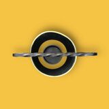 Antique wrought iron and red leatherette umbrella stand – 1960s