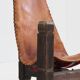 Vintage Brutalist tripod chair leather and wood