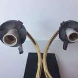 Torch wall sconce in brass and opalin glass, 1950s