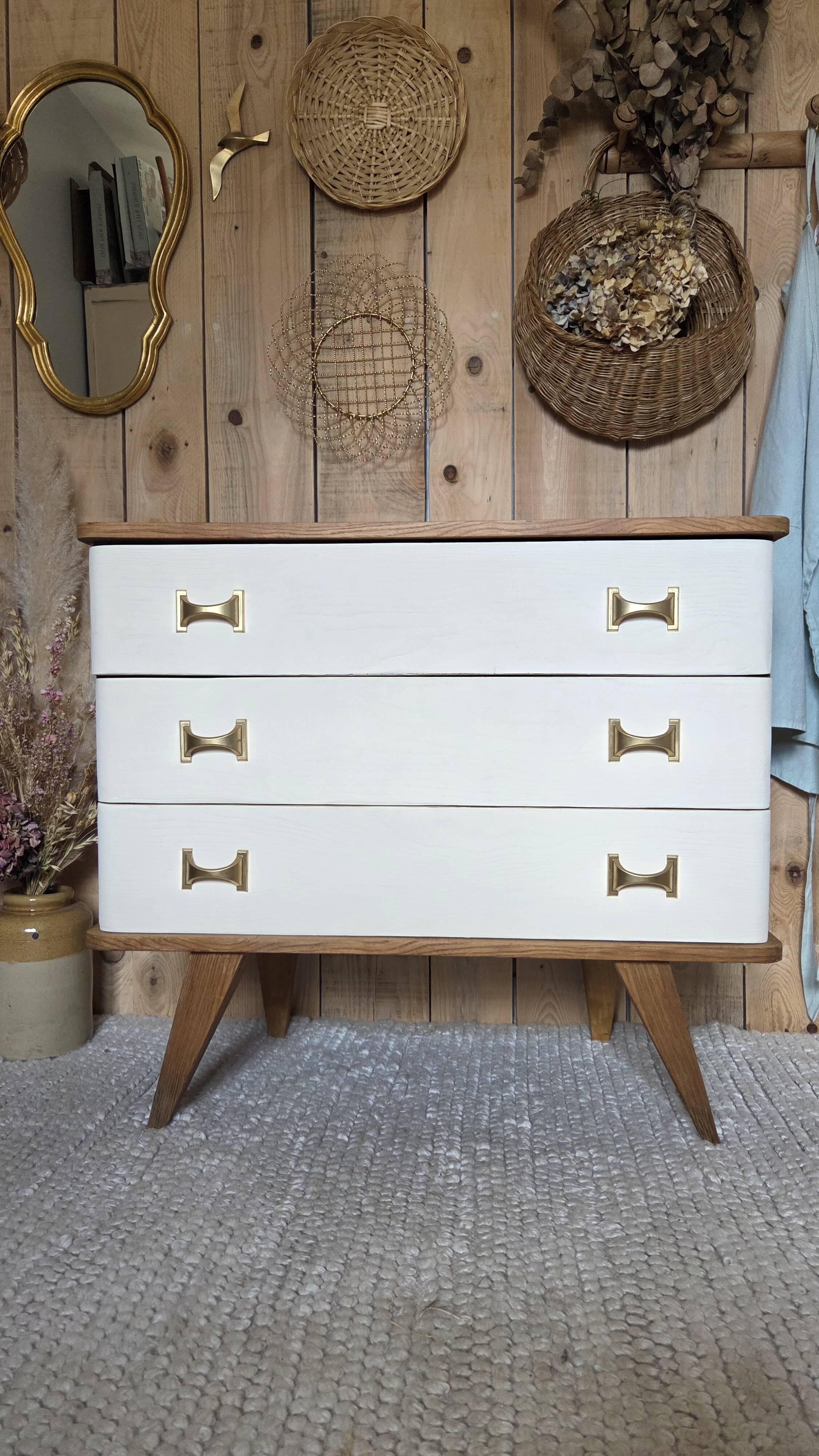Commode vintage pieds compas renove