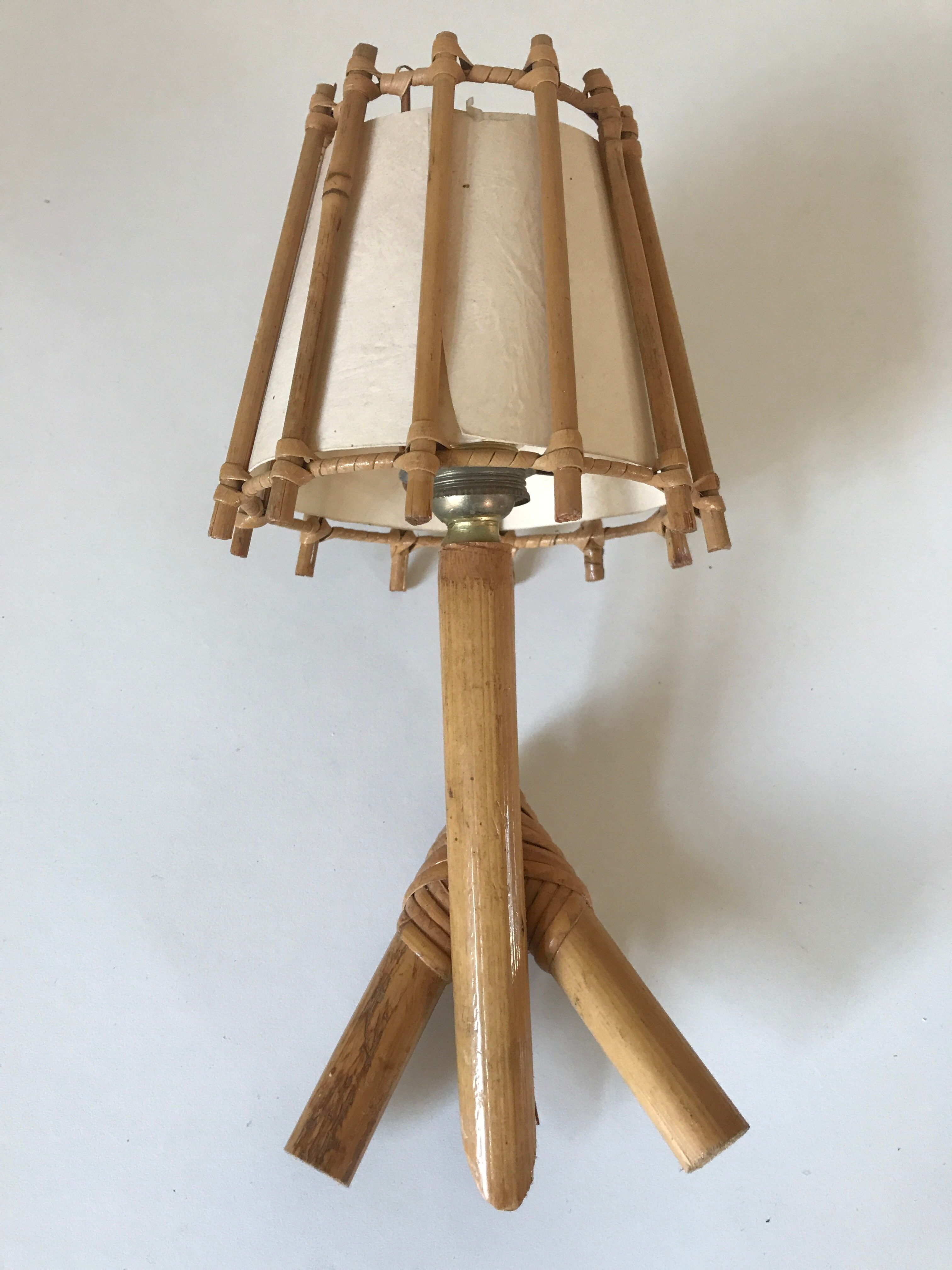 Vintage rattan wall lamp design 60 years