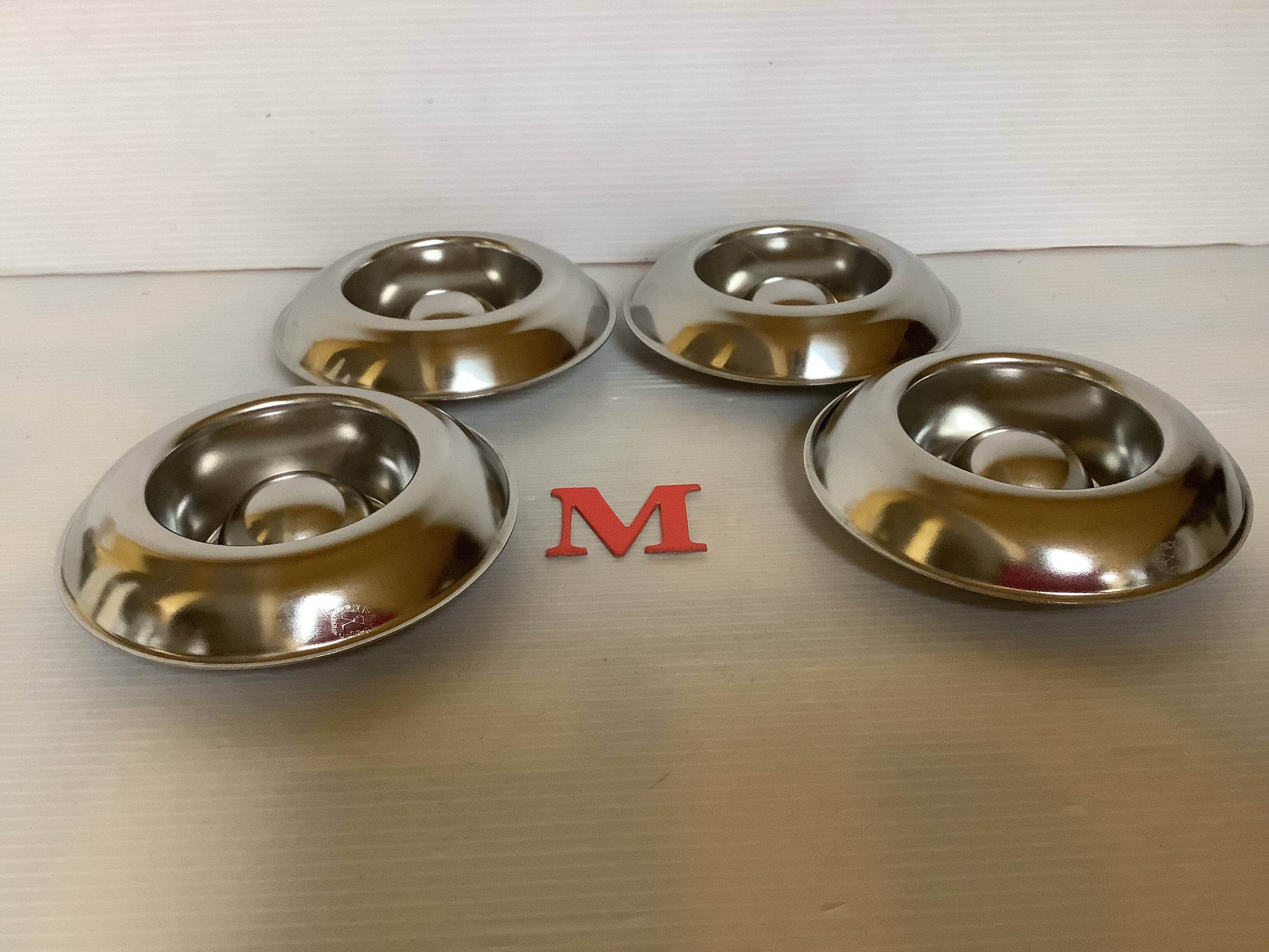Four Belgium M stainless steel egg cups