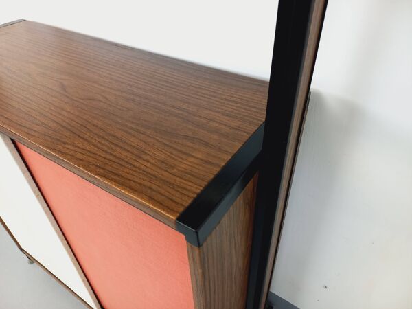 Bibliothèque étagère italienne modulable vintage en mélaminé décor bois