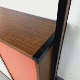 Vintage Italian modular shelving unit in melamine with wood decor