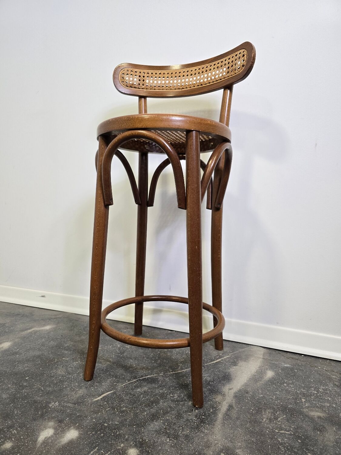 Bentwood Bar Stool with Cane Seat & Back
