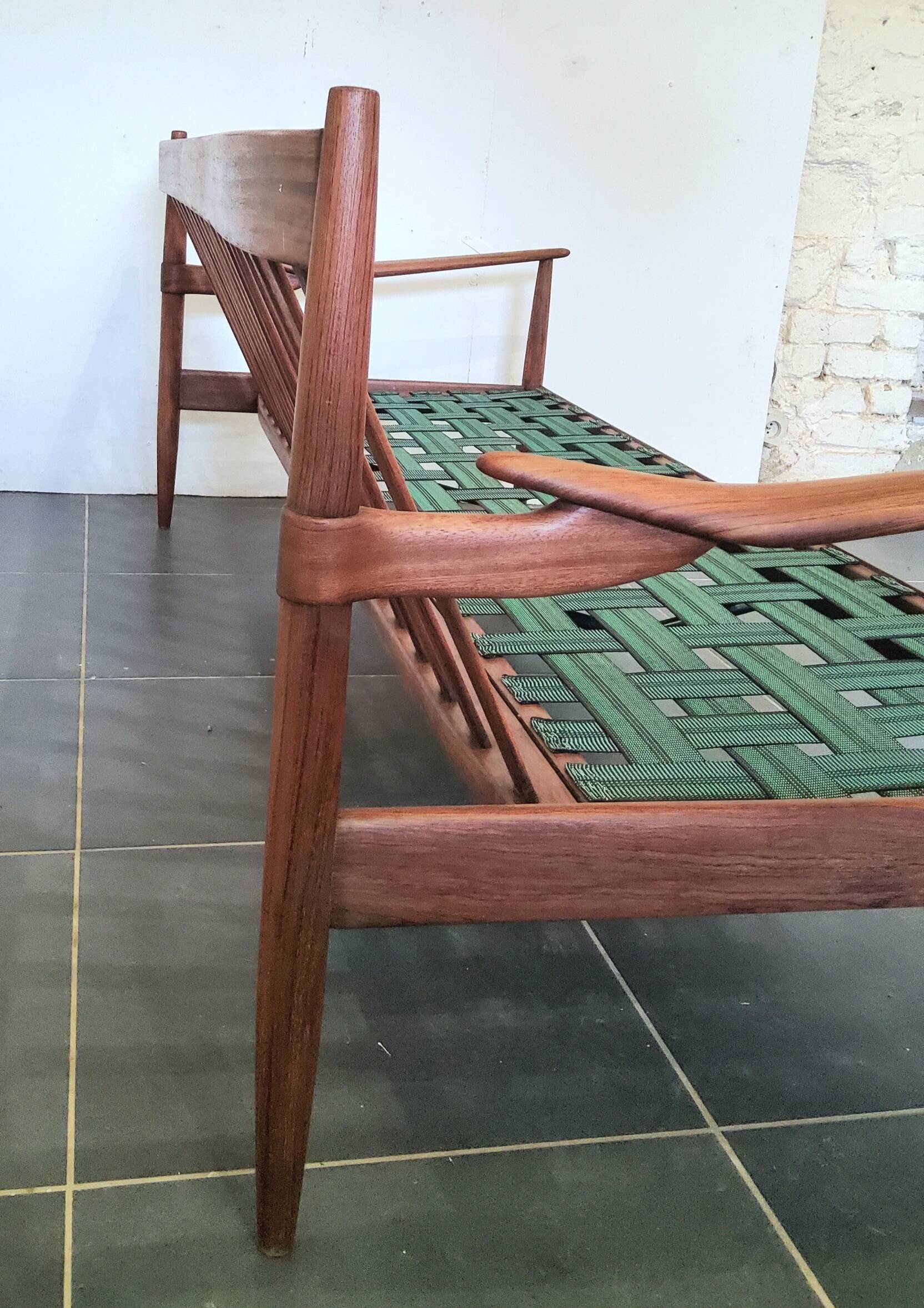 Scandinavian vintage 3-seater sofa in solid wood