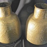 Pitcher - pair of tinned copper pourer qajar persian calligraphy -islamic art