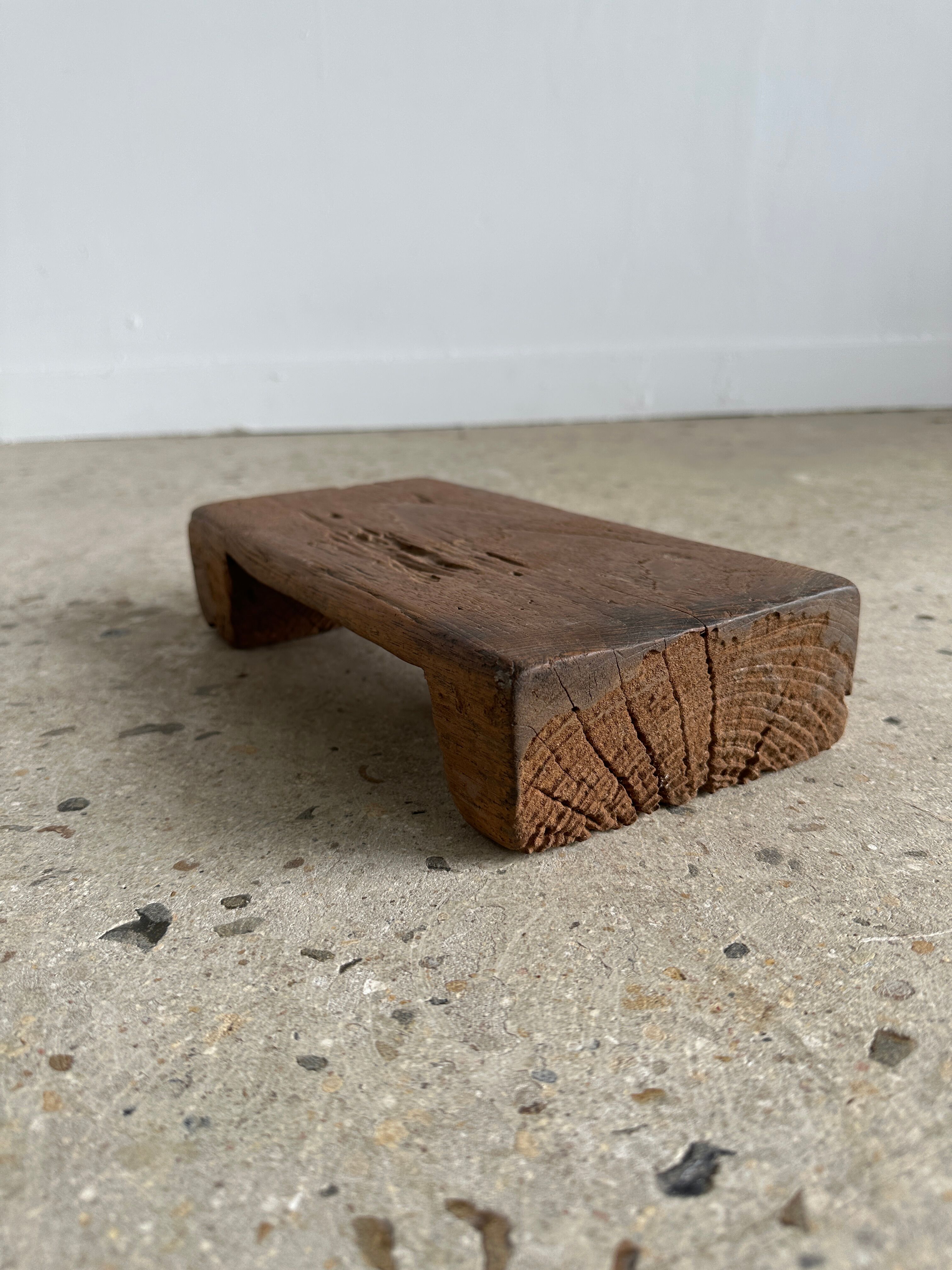 Mini Asian teak side stool blonde