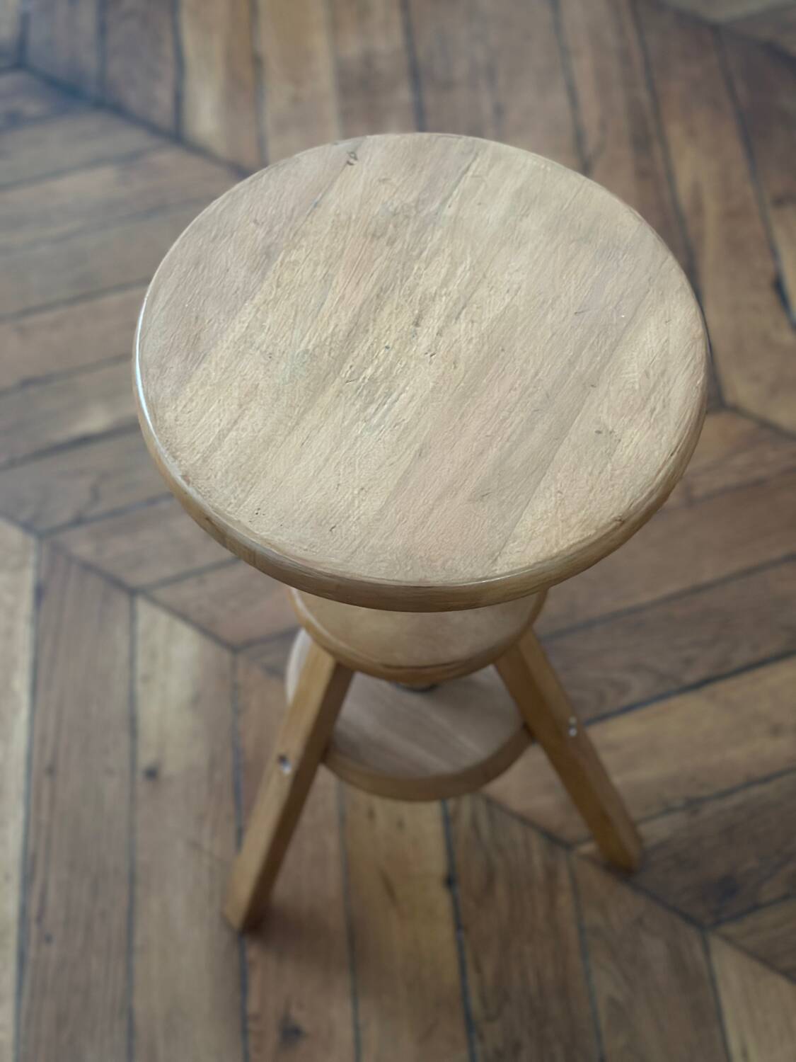 Vintage wooden tripod artist watchmaker stool brutalist workshop