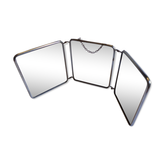 Miroir triptyque de barbier 55x20cm circa 1960