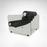 Hyaline leather and glass armchair by Fabio Lenci for Comfortline Italy 196.