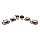 Set of Four Ceramic Coffee Cups by Baldelli with Milk Jug and Sugar Bowl, Italy