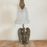 Lamp in bronze and marble