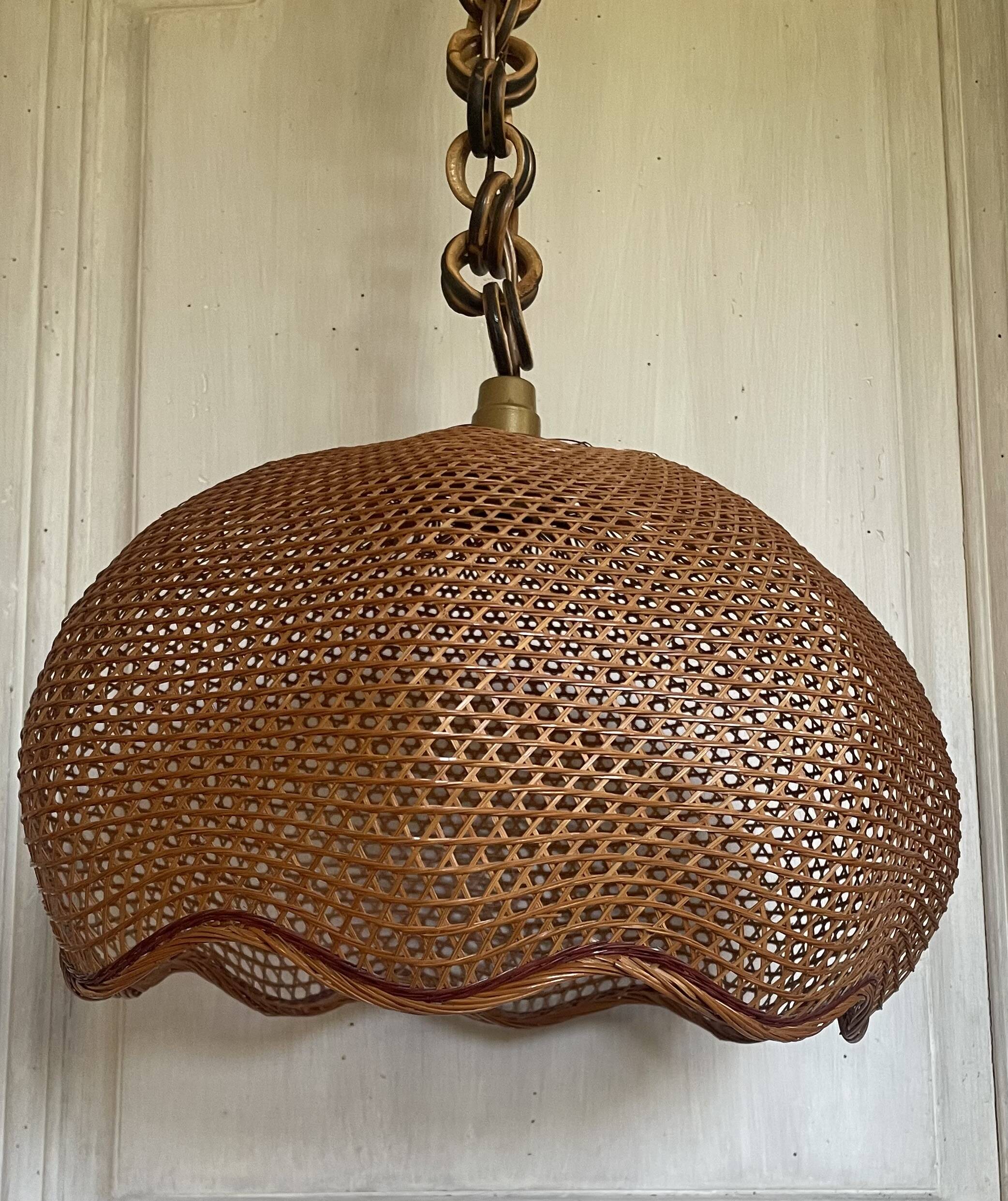 Suspension en cannage de rotin vintage